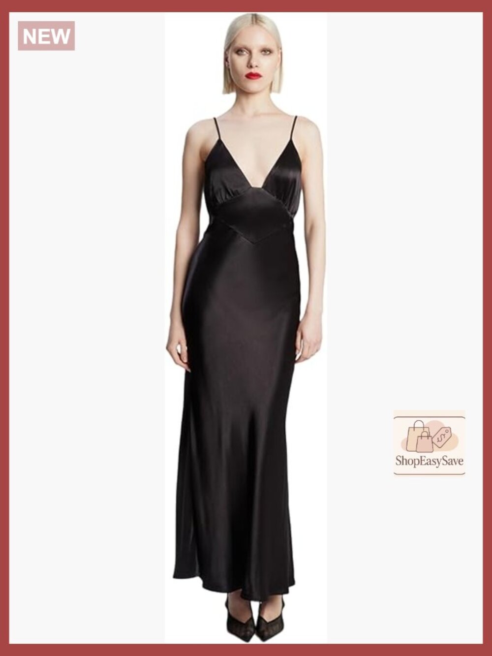 Elegant Viscose Slip Dress Midi Length V-Neck Deep Back Adjustable Straps